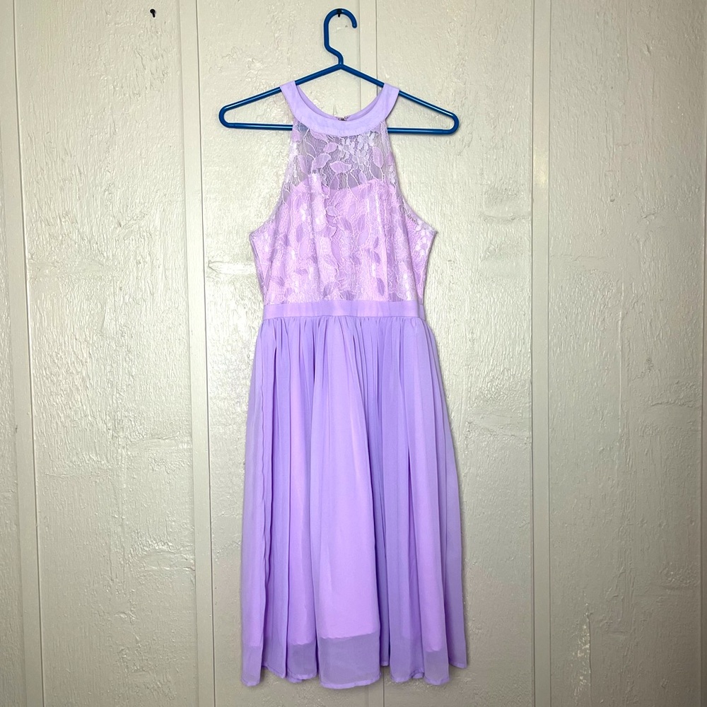 Women’s Purple Floral Lace Halter Top Dress Size 6 Handmade